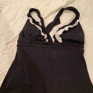 Black halter tankini top